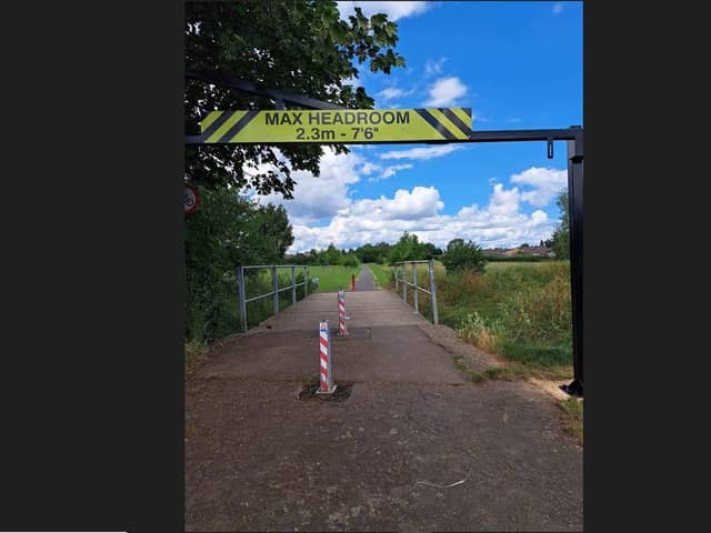 The new height restriction barrier in Werrington. Photo: John Fox.
