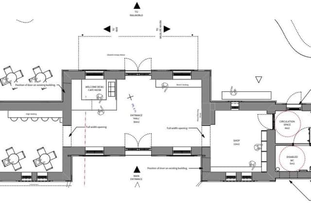 The floor plan for inside the building.