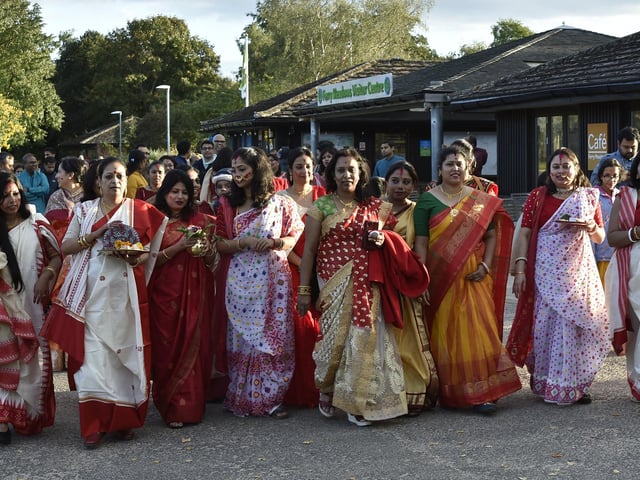 The colourful parade to celebrate Hindu festival of Durga Puja Festival