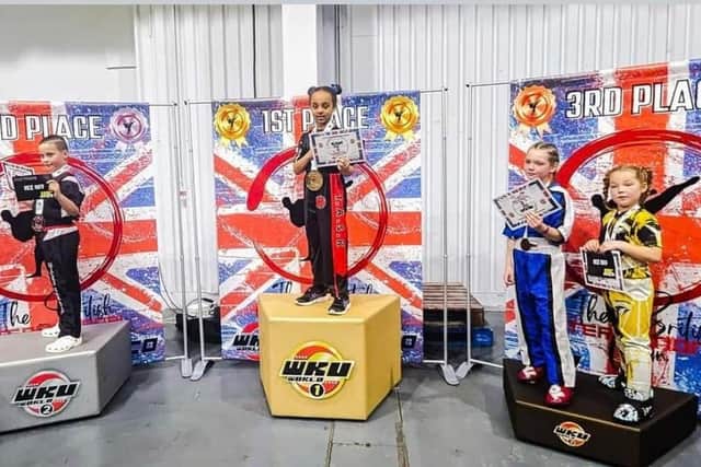 Elise Serniak-Taylor on top of the podium in Telford.