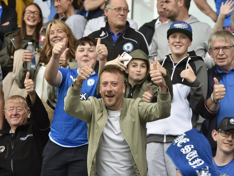 Peterborough United fans watch their side's defeat to Derby County.
