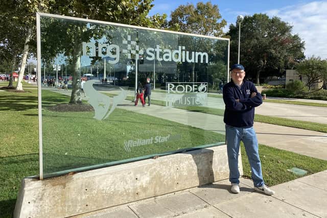 Nick arrives at the NRG Stadium