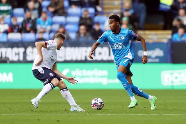 Malik Mothersille in action for Posh. Photo Joe Dent/theposh.com.