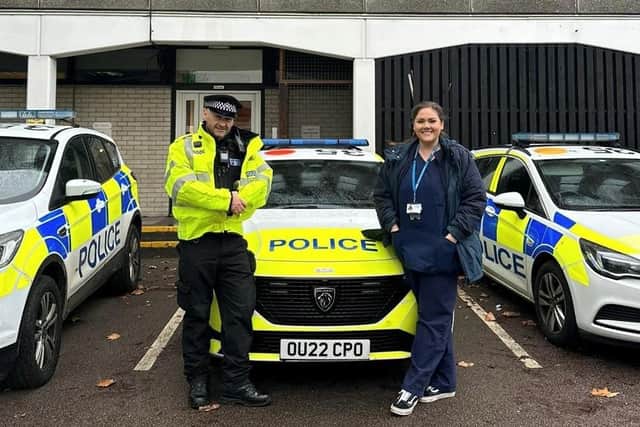 PC Rich Jenkins and advanced nurse practitioner Gemma Harlow with the mental health car.
