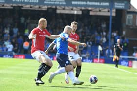 Jack Marriott in action for Posh against Morecambe on Saturday. Photo: David Lowndes.