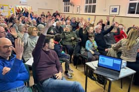 The community in Helpston show their support for saving The Bluebell Inn.
