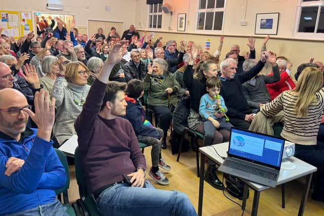 The community in Helpston show their support for saving The Bluebell Inn.