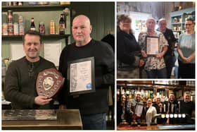 The Pub of the Year presentations at The Bumble Inn, The Thirsty Giraffe and The Cross Keys
