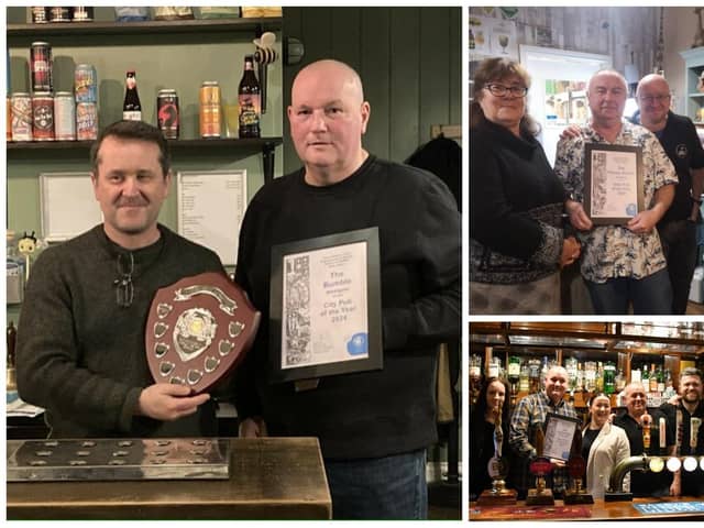 The Pub of the Year presentations at The Bumble Inn, The Thirsty Giraffe and The Cross Keys