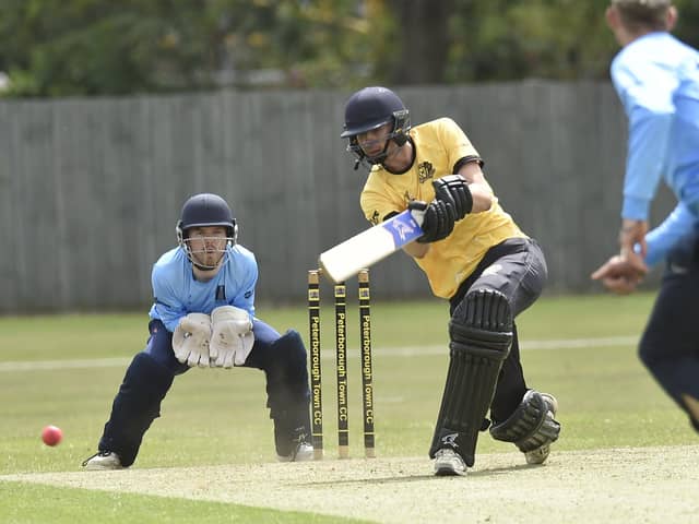 Josh Smith in batting action for Peterborough Town.