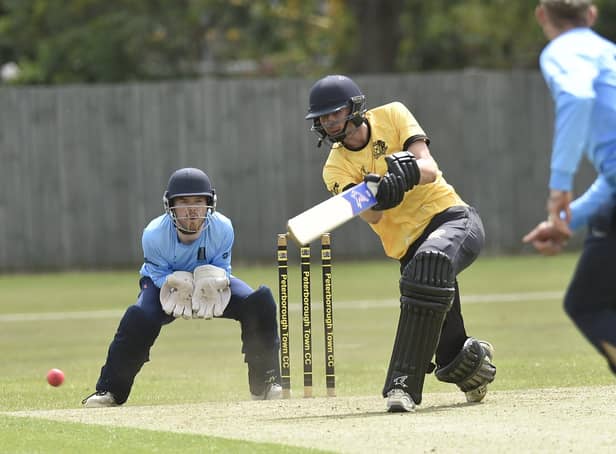 Josh Smith in batting action for Peterborough Town.