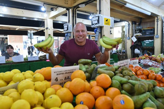 Steve Wetherill's fruit and veg stall was the first outdoor market stall to open at Bridge Street, Peterborough.