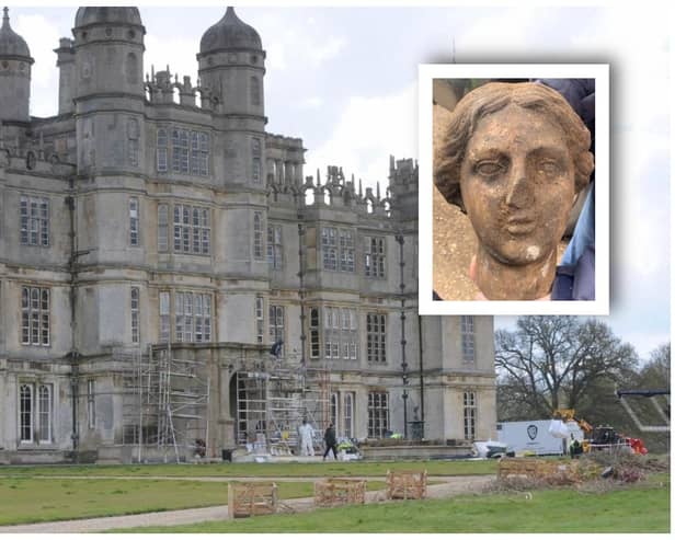 The mysterious Roman discovery was unearthed while construction was taking place at Burghley House last spring.