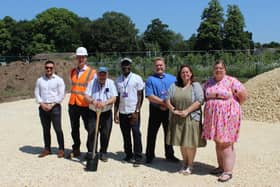 Pictured at the site of the new pavilion in Wisbech Park are, from left, Adam Garford, Think Communities Place Coordinator at Cambridgeshire County Council; Steve Ellis, Managing Director of Probus Construction; and Fenland District councillors Sidney Imafidon, Steve Tierney, Susan Wallwork, and Samantha Hoy.