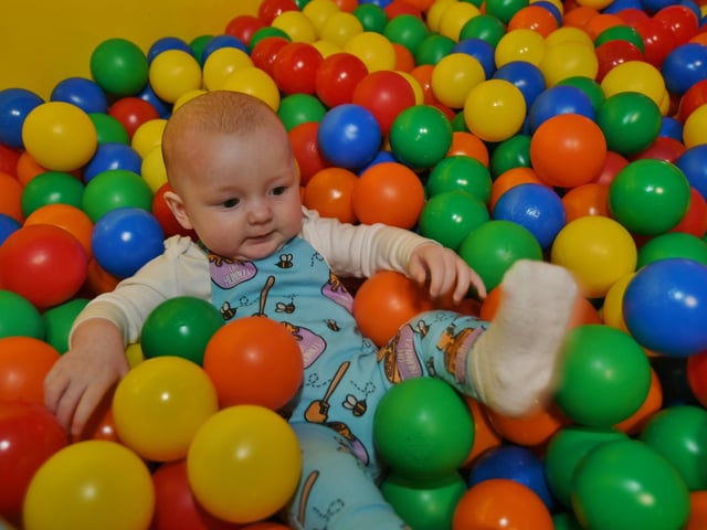 Opening of the Inspired Playtown at Hampton. 23 week-old Mason Rodgers in the ball pit