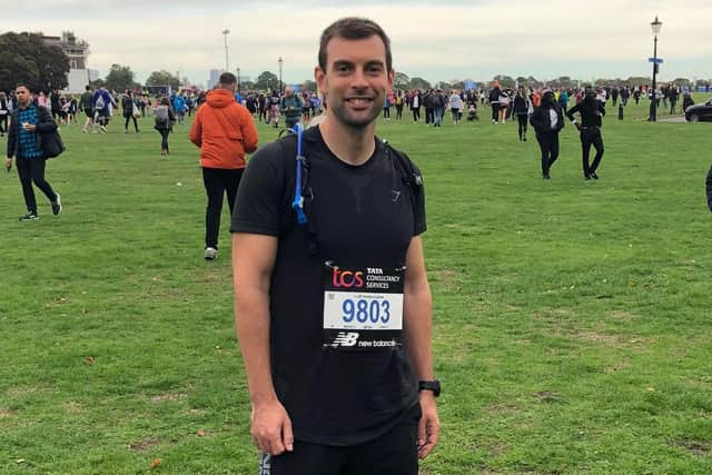 Dan ahead of running the London Marathon.