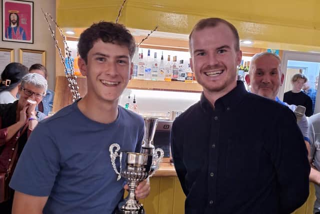 Castor CC prize winners Noah Weston (left) and Stuart Dockerill.