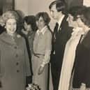 The Queen at the opening of the Cresset theatre in Peterborough on March 22, 1978 - Julie Taylor is fourth from the right.