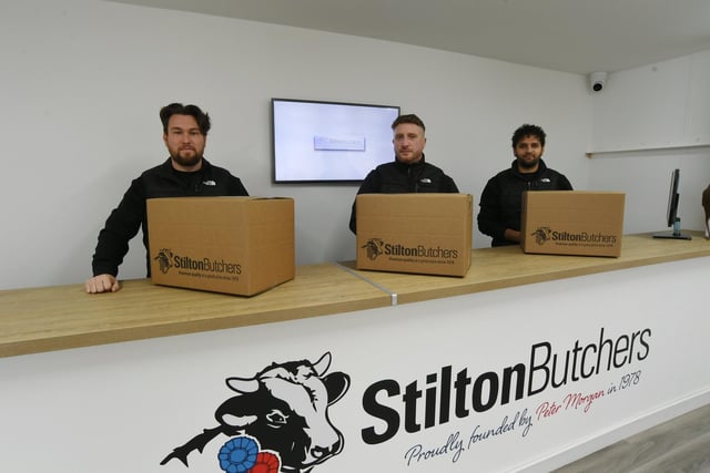 James Morgan, centre, owner of Stilton Butchers at Orton Southgate, Peterborough, with his front-of-house staff.
