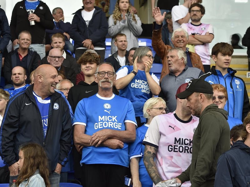 Peterborough United fans watch their side's defeat to Derby County.