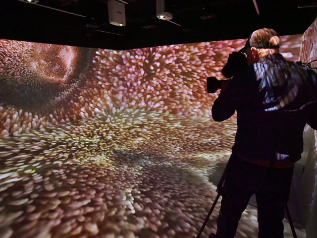A magnified image of tissue matter at the XRP eXtended Reality Peterborough centre at ARU Peterborough