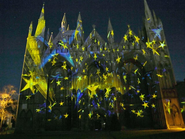 The Beginning Luxmuralis light and sound show at Peterborough Cathedral in 2022