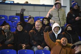 Peterborough United fans watch the 0-0 draw with Charlton Athletic.
