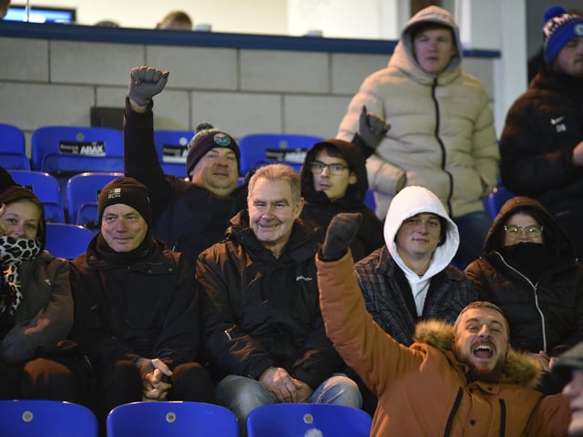 Peterborough United fans watch the 0-0 draw with Charlton Athletic.