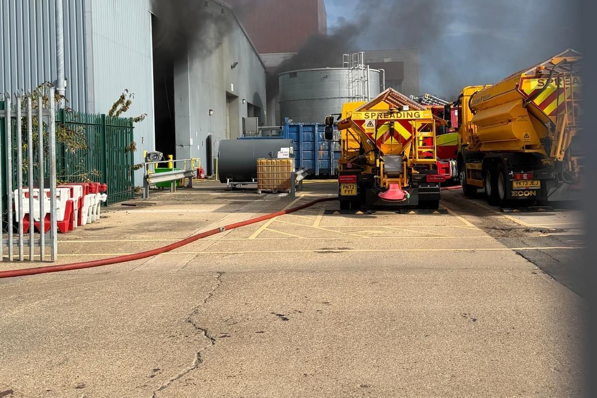 Smoke seen pouring from warehouse at Peterborough recycling centre
