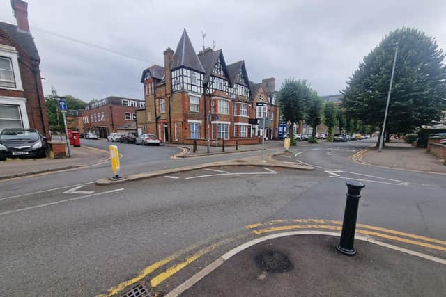 The section of road outside of the vets.