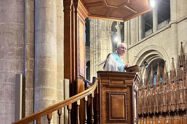 Bishop Donald Allister at his retirement service. Pic:  www.peterborough-diocese.org.uk