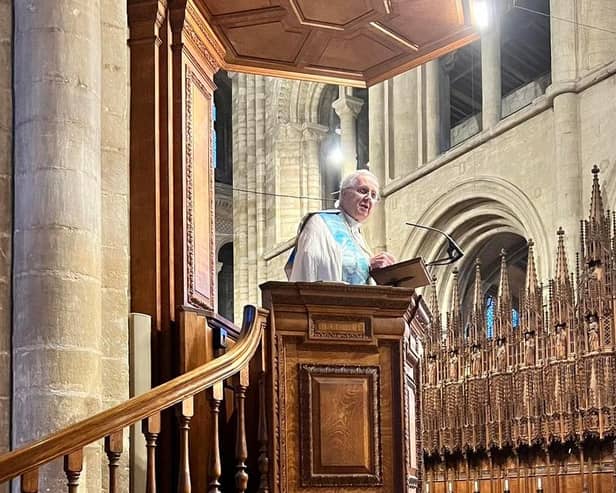 Bishop Donald Allister at his retirement service. Pic:  www.peterborough-diocese.org.uk