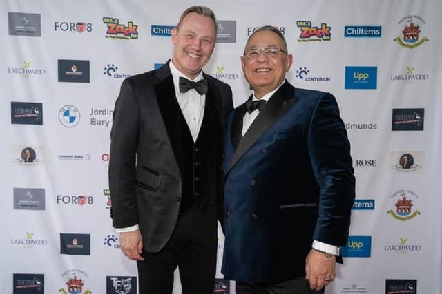 Peterborough Community Business Awards organiser Gez Chetal, right, and events host Paul Martin.
