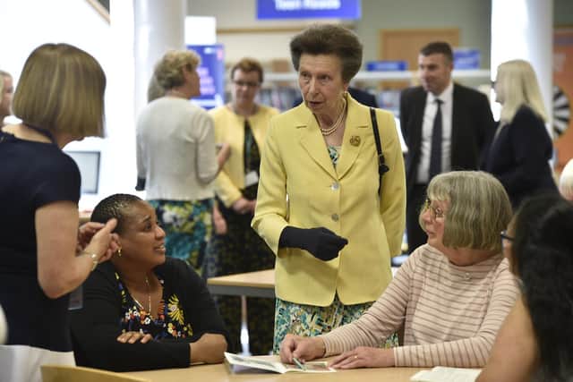 HRH Princess Royal spent one hour with the charity Read Easy, as part of her visit to Peterborough Central Library (image: David Lowndes)