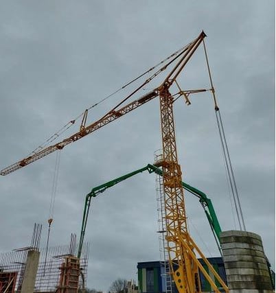 The crane at work during the construction of the new Centre for Green Technology at Peterborough College