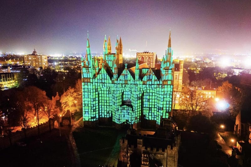 Peterborough Cathedral looks stunning as it hosts ‘The Beginning’ light show by Luxmuralis.