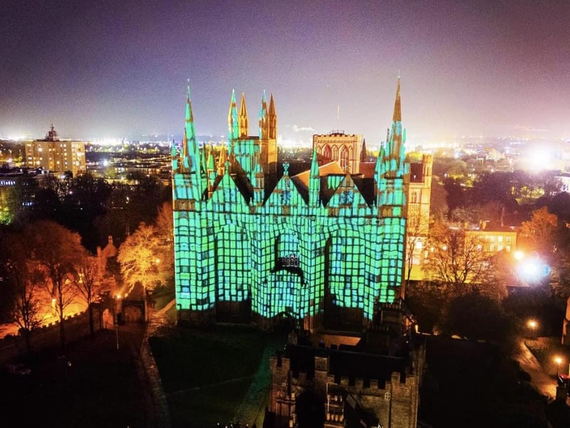 Peterborough Cathedral looks stunning as it hosts ‘The Beginning’ light show by Luxmuralis.