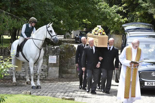 Service of thanksgiving for the life of Beryl Teanby. The coffin was escorted to the church by Fitzwilliam Hunt horse Frank