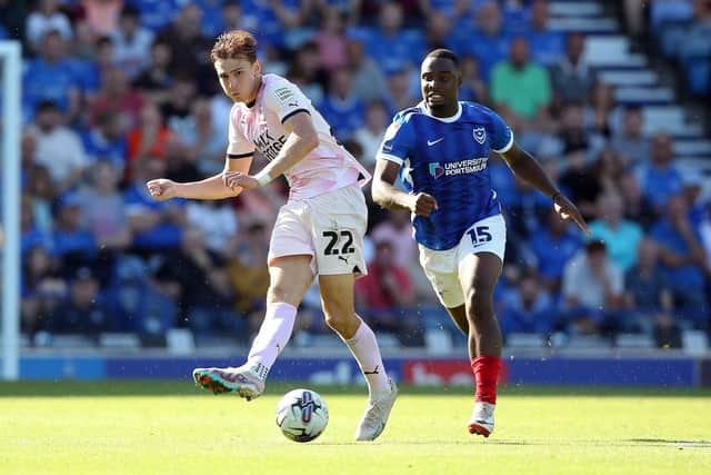 Hector Kyprianou in action for Posh at Portsmouth. Photo: Joe Dent/theposh.com.