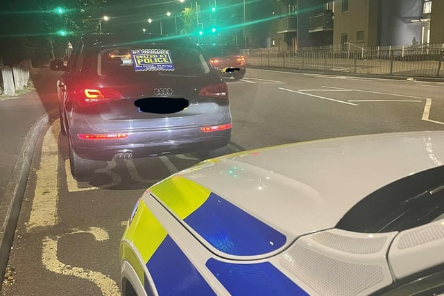 This disqualified driver in Peterborough was stopped by police after he was found with no insurance - the vehicle was later seized.