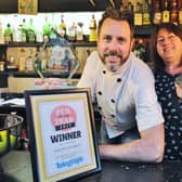 Happier times....Peterborough Telegraph Pub of the Year awards winners  John and Della McGinn at the Dog In A Doublet