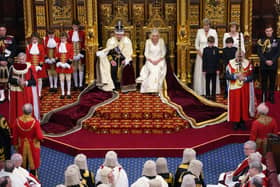 King Charles III sits besides Queen Camilla during the State Opening of Parliament. (Getty Images)
