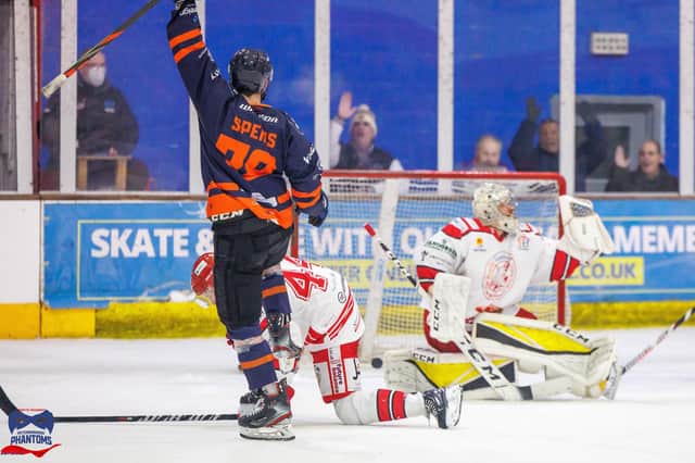 Duncan Speirs bagged a hat-trick for Phantoms in Sheffield. Photo: Darrill Stoddart.