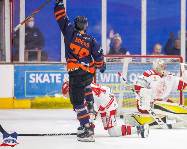 Duncan Speirs bagged a hat-trick for Phantoms in Sheffield. Photo: Darrill Stoddart.