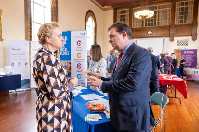 Employment Minister Guy Opperman at the Jobs Fair at Peterborough Town Hall