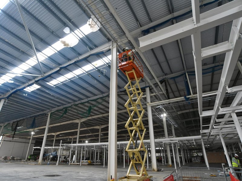 Construction work on the interior of the Crown Bevcan factory at Woodston, Peterborough.