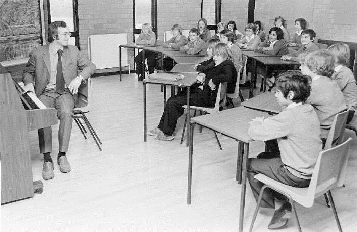 A lesson taking place at Bretton Woods School in early 1977