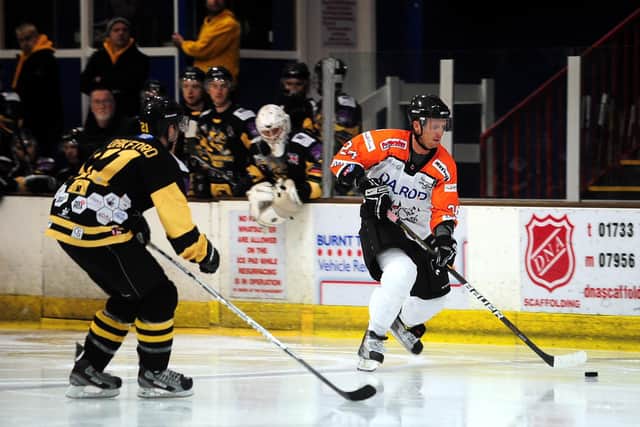 James Morgan during his ice hockey playing days - here in action with Phantoms against Bracknell Bees