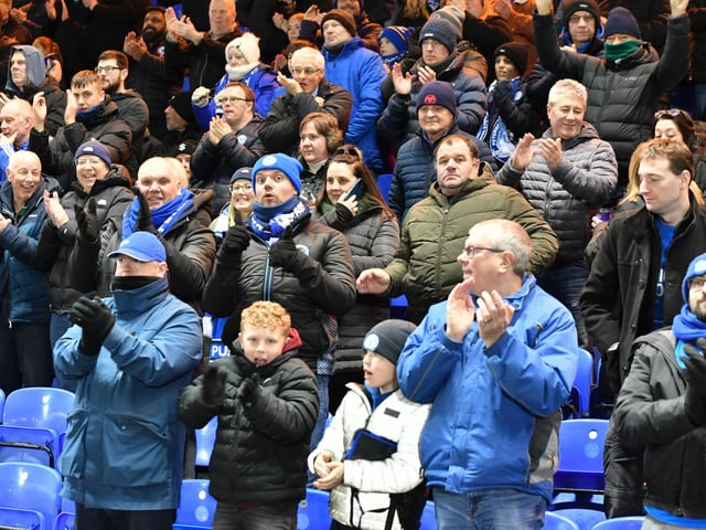 Peterborough United fans enjoy the big win over Northampton Town.