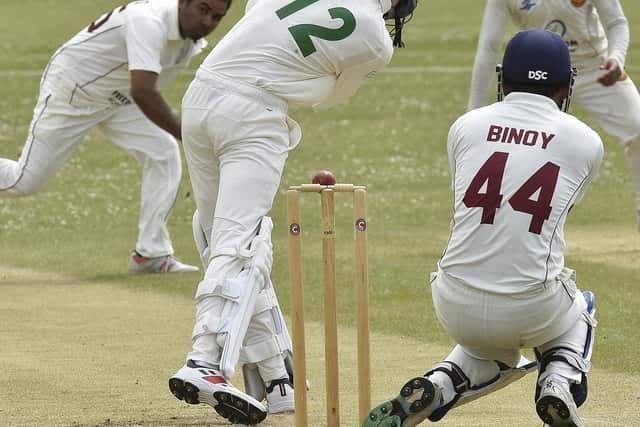 Castor batsman Sam Johnson in action against United Sports. Photo: David Lowndes.